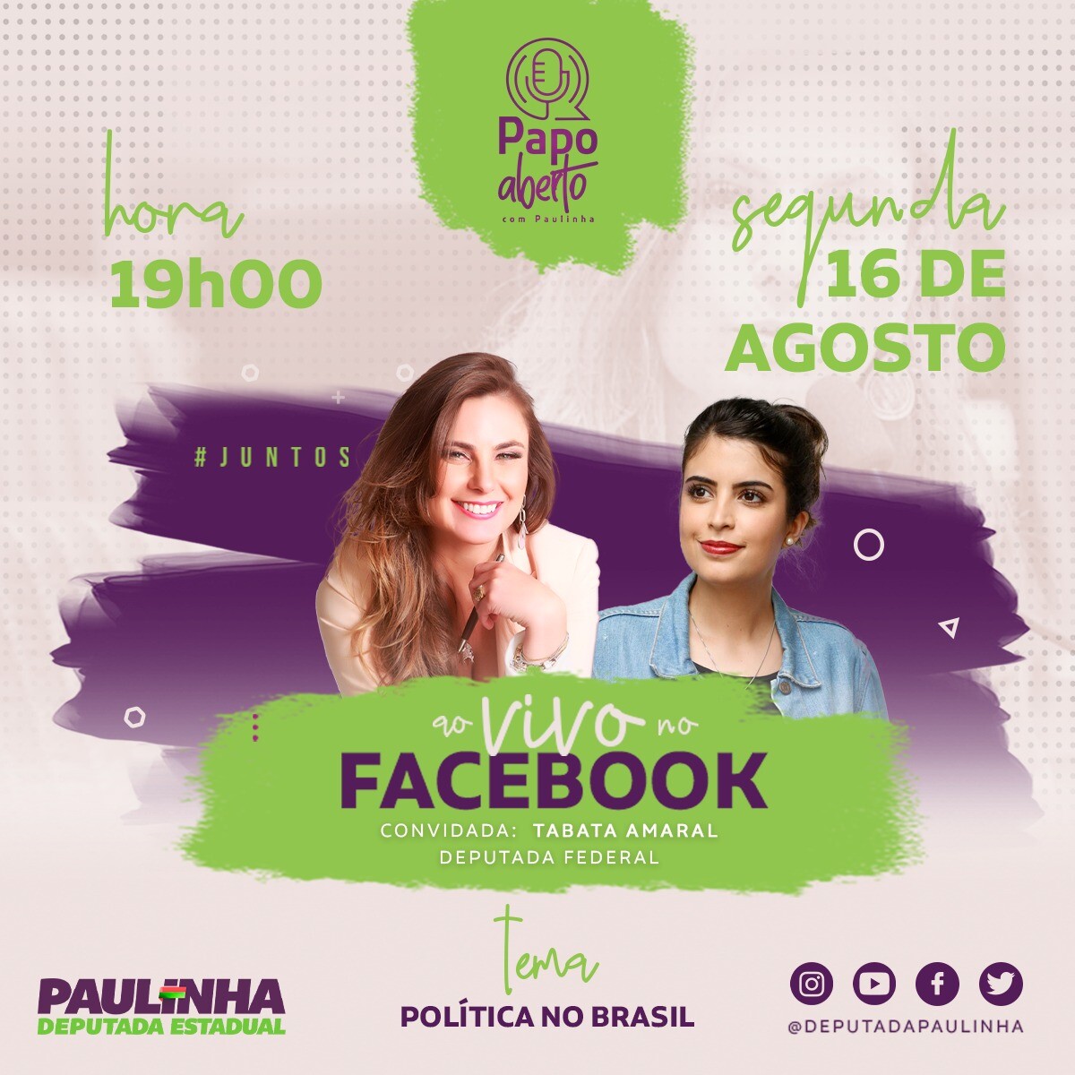 Tabata Amaral é a convidada da live Papo Aberto com Paulinha nesta segunda, 16