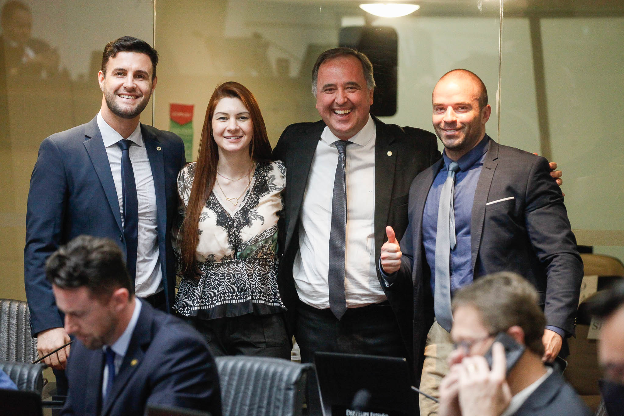 Deputado Felipe Estevão (PSL), Deputada Ana Caroline Campagnolo (PSL), Deputado Kennedy Nunes (PTB), Deputado Jessé Lopes (PSL)