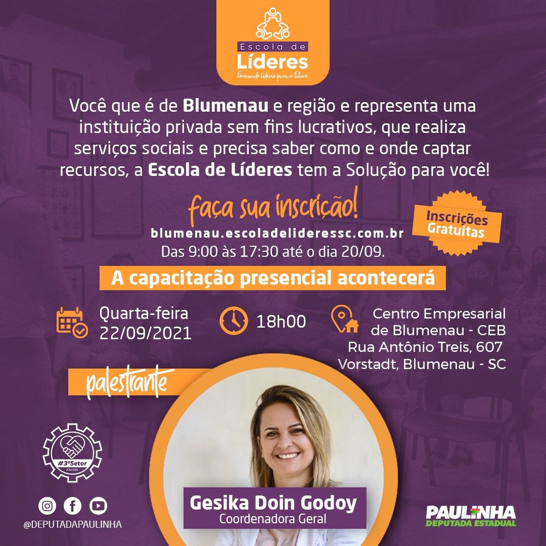 Como Captar Recursos a Fundo Perdido”, da Escola de Lideres, chega a Blumenau