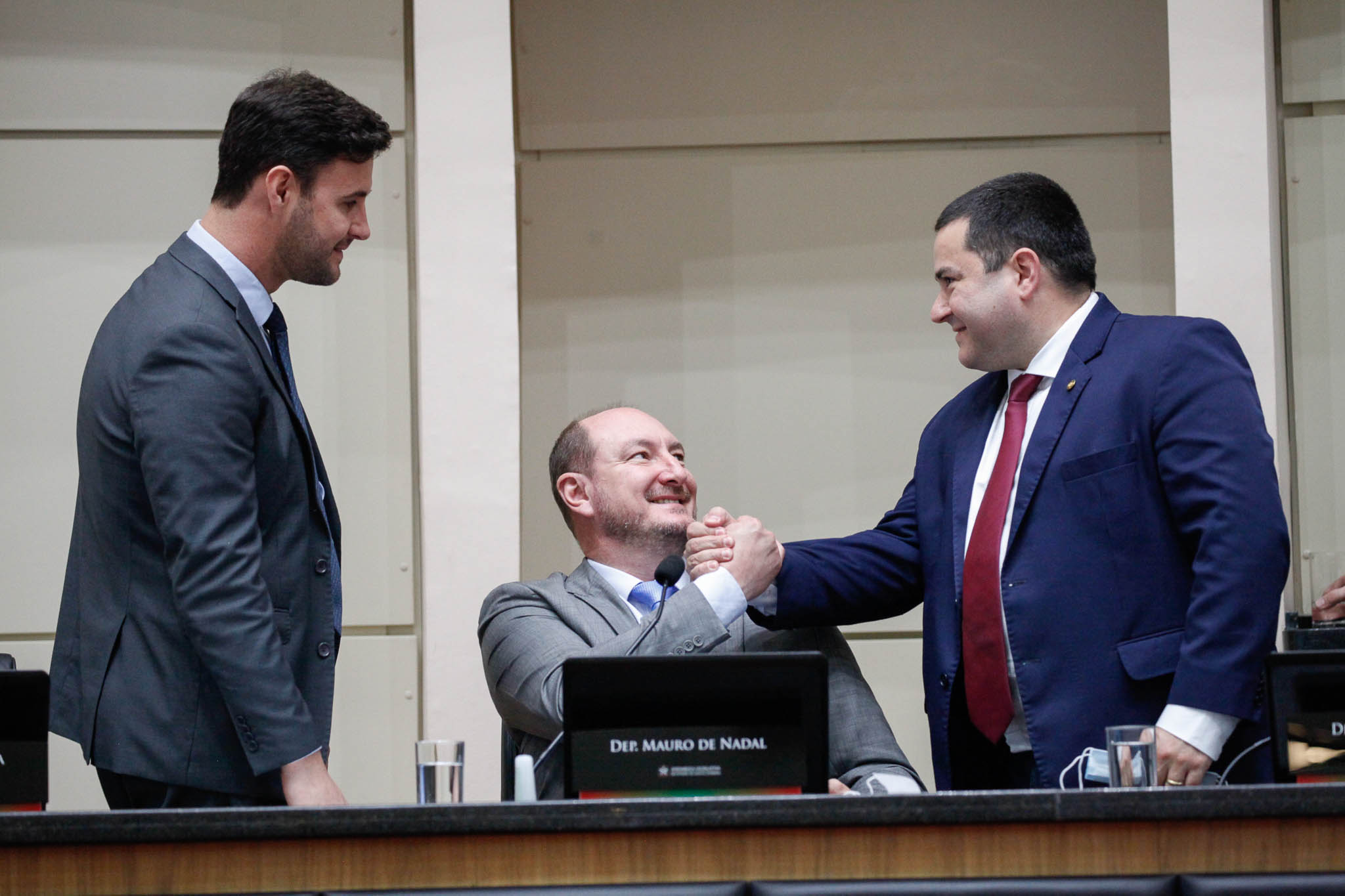 Deputado Felipe Estevão (PSL), Deputado Mauro de Nadal (MDB), Deputado Ricardo Alba (PSL)
