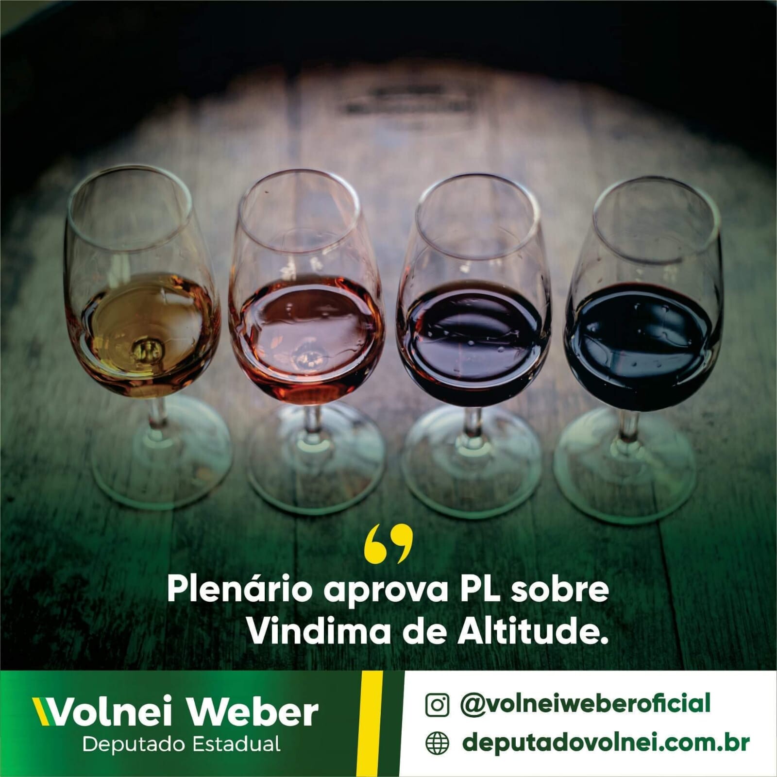 Plenário aprova PL de Weber sobre Vindima de Altitude