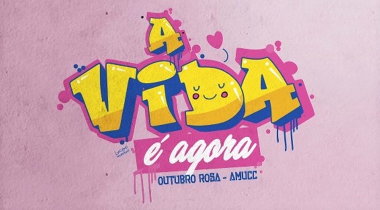 Arte da campanha Outubro Rosa 2021, de autoria do artista Luciano Martins