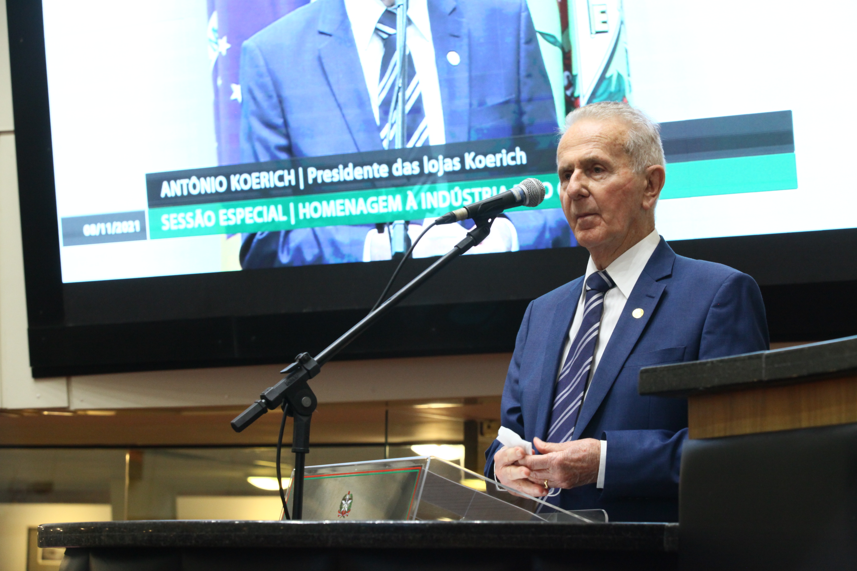 Sessão Especial em Homenagem à Indústria e ao Comércio de SC - Antônio Koerich, presidente das Lojas Koerich