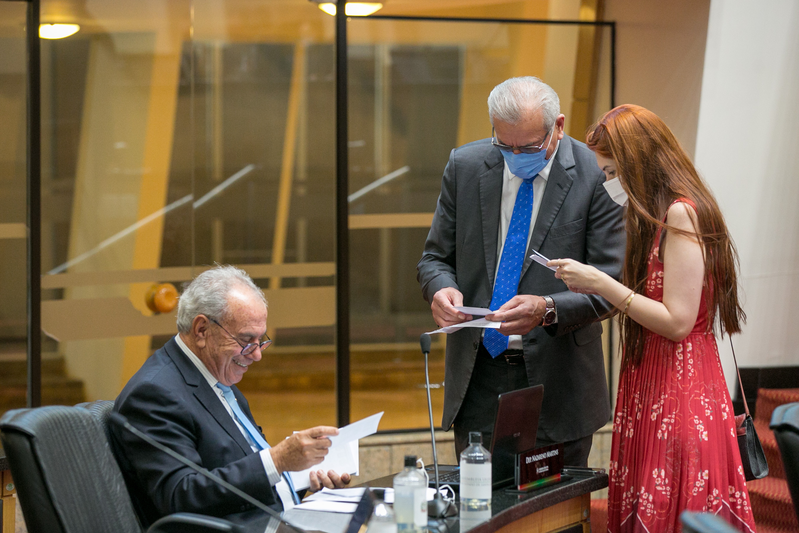 Deputado Nazareno Martins (PSB), Deputado Silvio Dreveck (PP) e Deputada Ana Campagnolo (PSL)