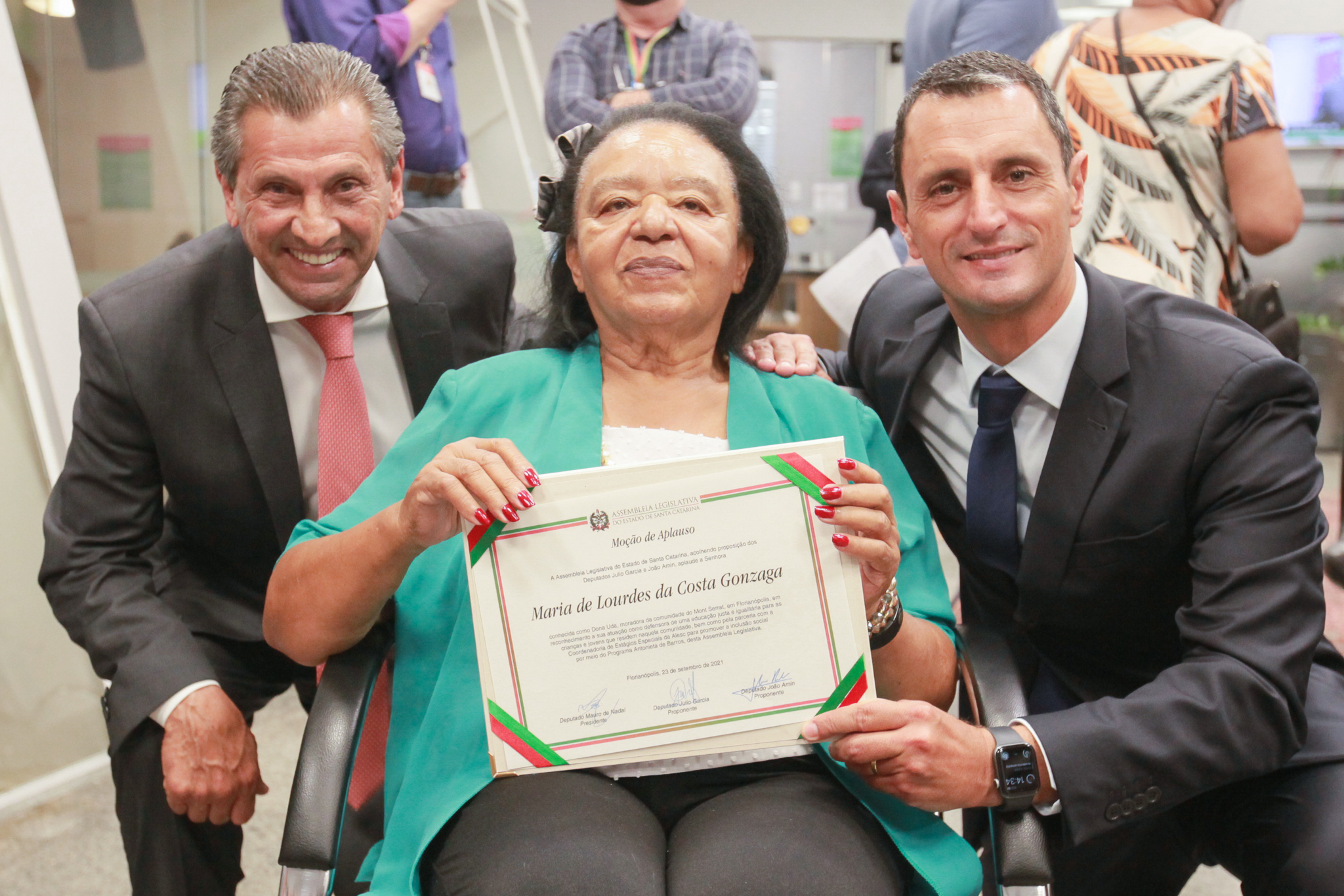 Deputado Júlio Garcia (PSD), Maria de Lourdes da Costa Gonzaga, Deputado João Amin (PP)