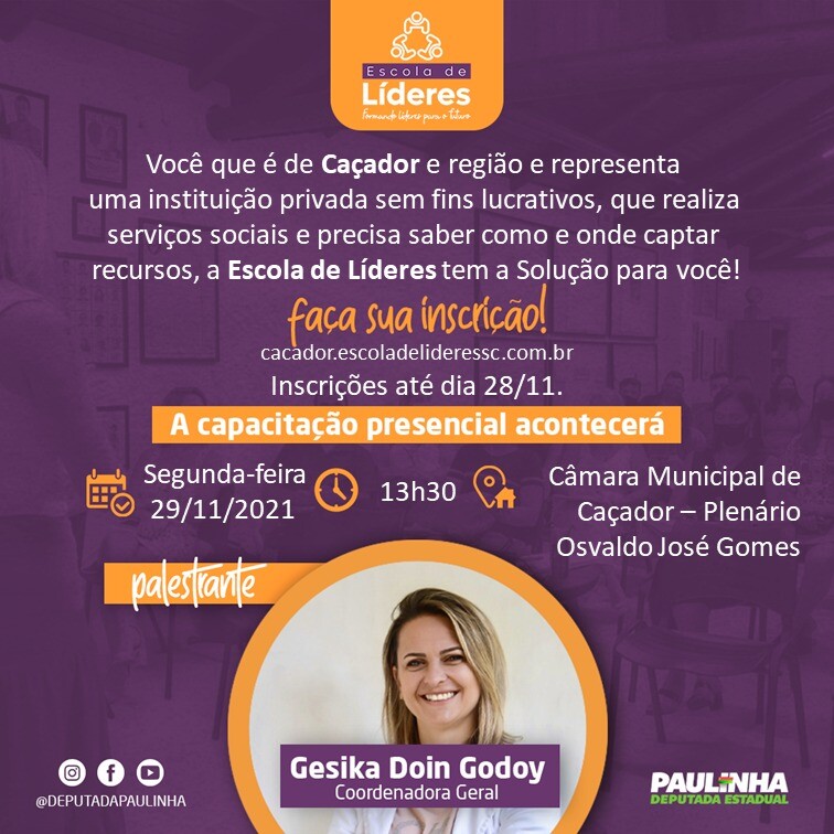 Escola de Líderes chega a Caçador na segunda-feira (29)