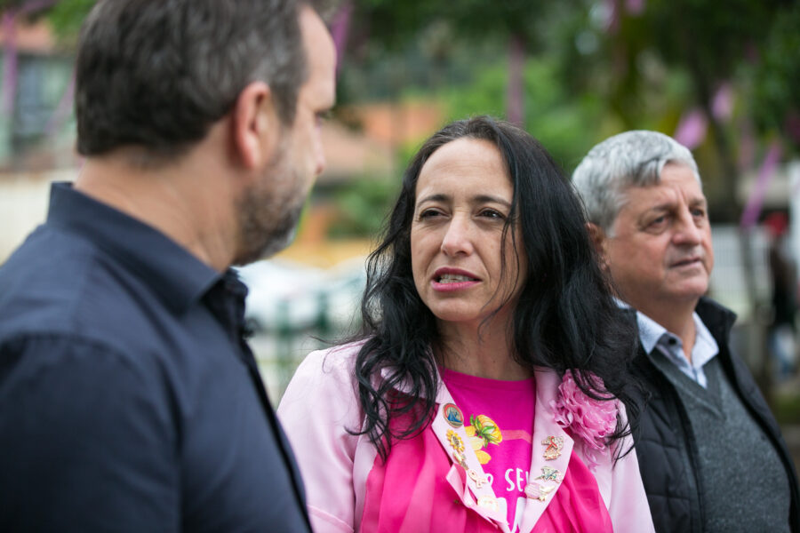 Jerry Comper, Silvana Kestering, gestora da RFCC, e Nelson Virtuoso, prefeito de Presidente Getúlio