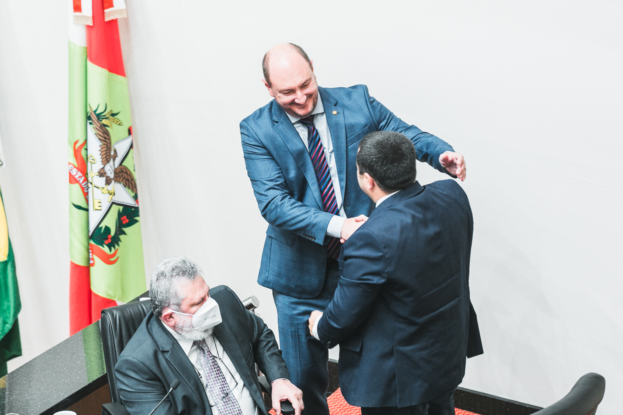 Deputado Mauro de Nadal (MDB) - Deputado Ricardo Alba (PSL) - Deputado Padre Pedro Baldisera (PT)