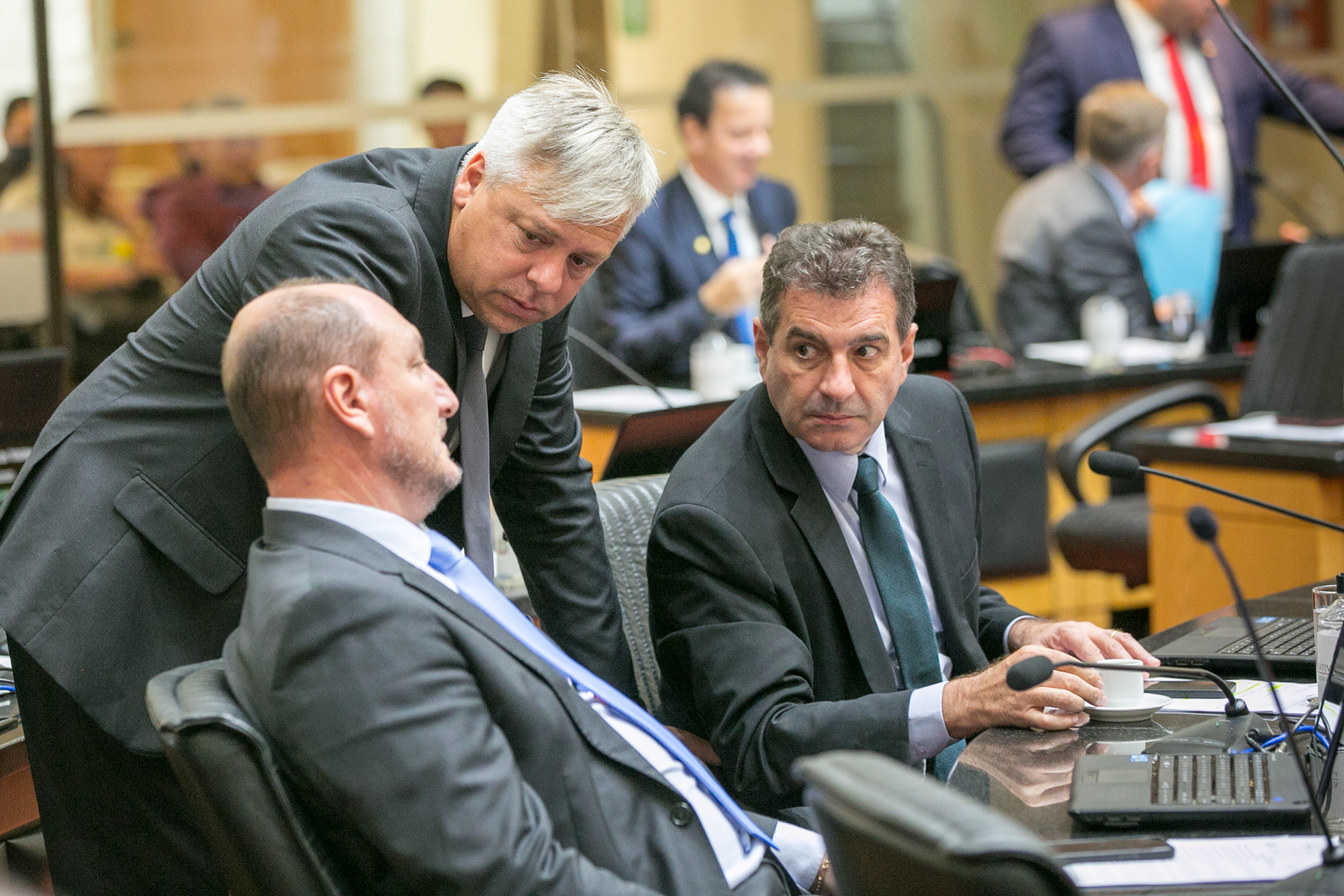 Deputado Mauro de Nadal (MDB), Deputado Fabiano da Luz (PT) e Deputado Valdir Cobalchini (MDB)