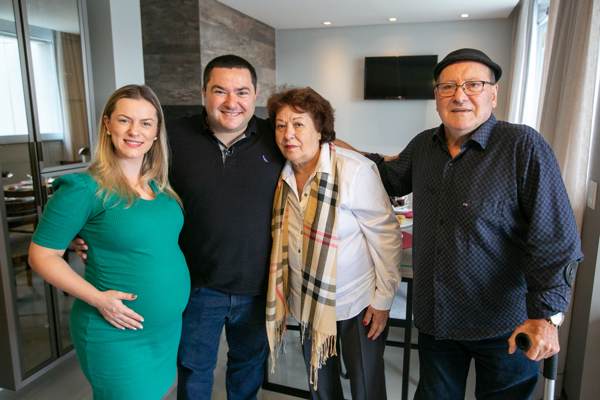 Esposa Janaina Coan Alba, deputado Ricardo Alba (União Brasil), mãe Cleide Alba e pai Leonir Alba