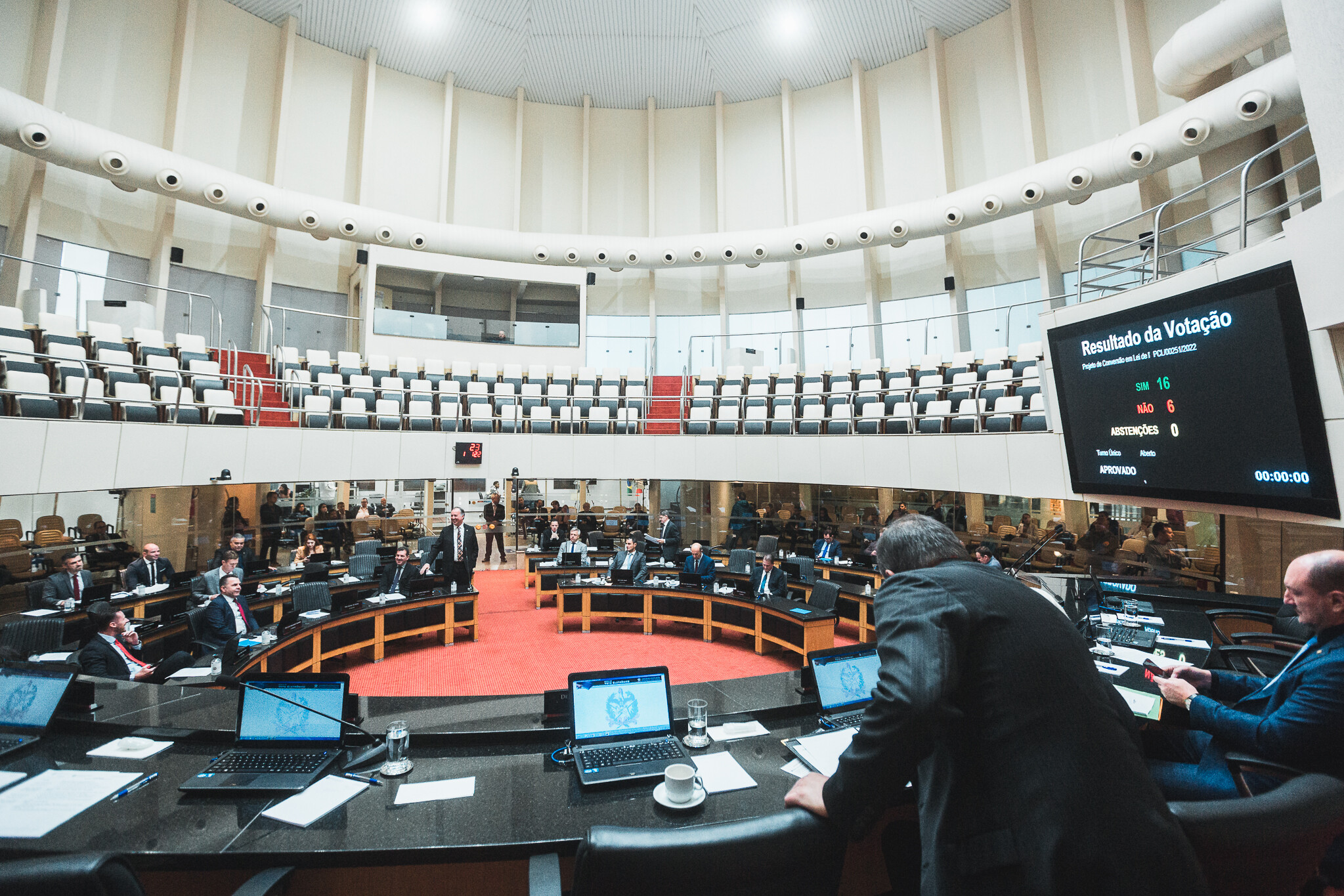 Placar da votação da conversão em lei da MP que trata do pagamento de gratificação na Saúde