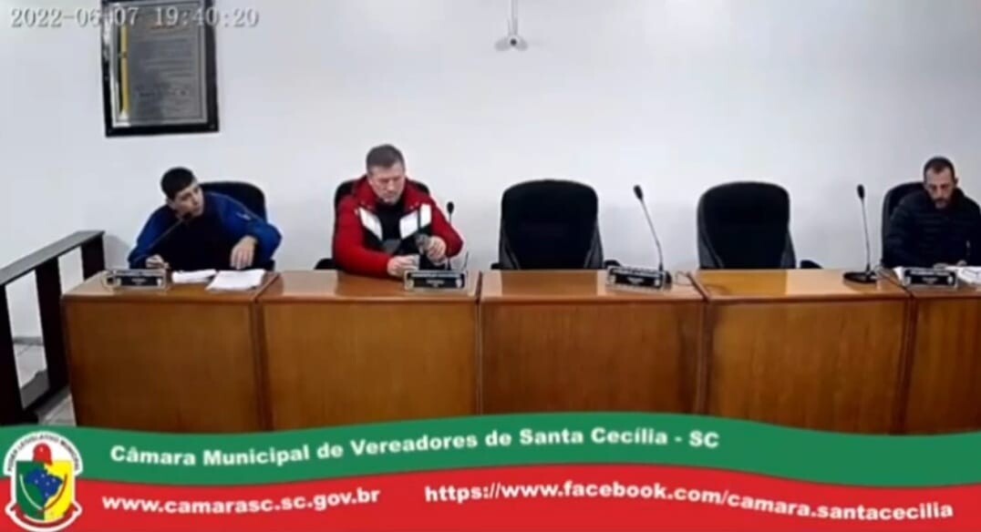 Vereador Euclaudecil Rodrigues, popular Gordo, na Câmara de Vereadores de Santa Cecília