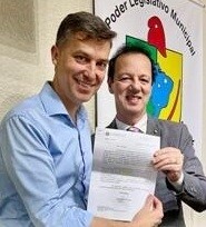 Prefeito de Gaspar, Kleber Wan-Dall, e deputado  Ismael dos Santos