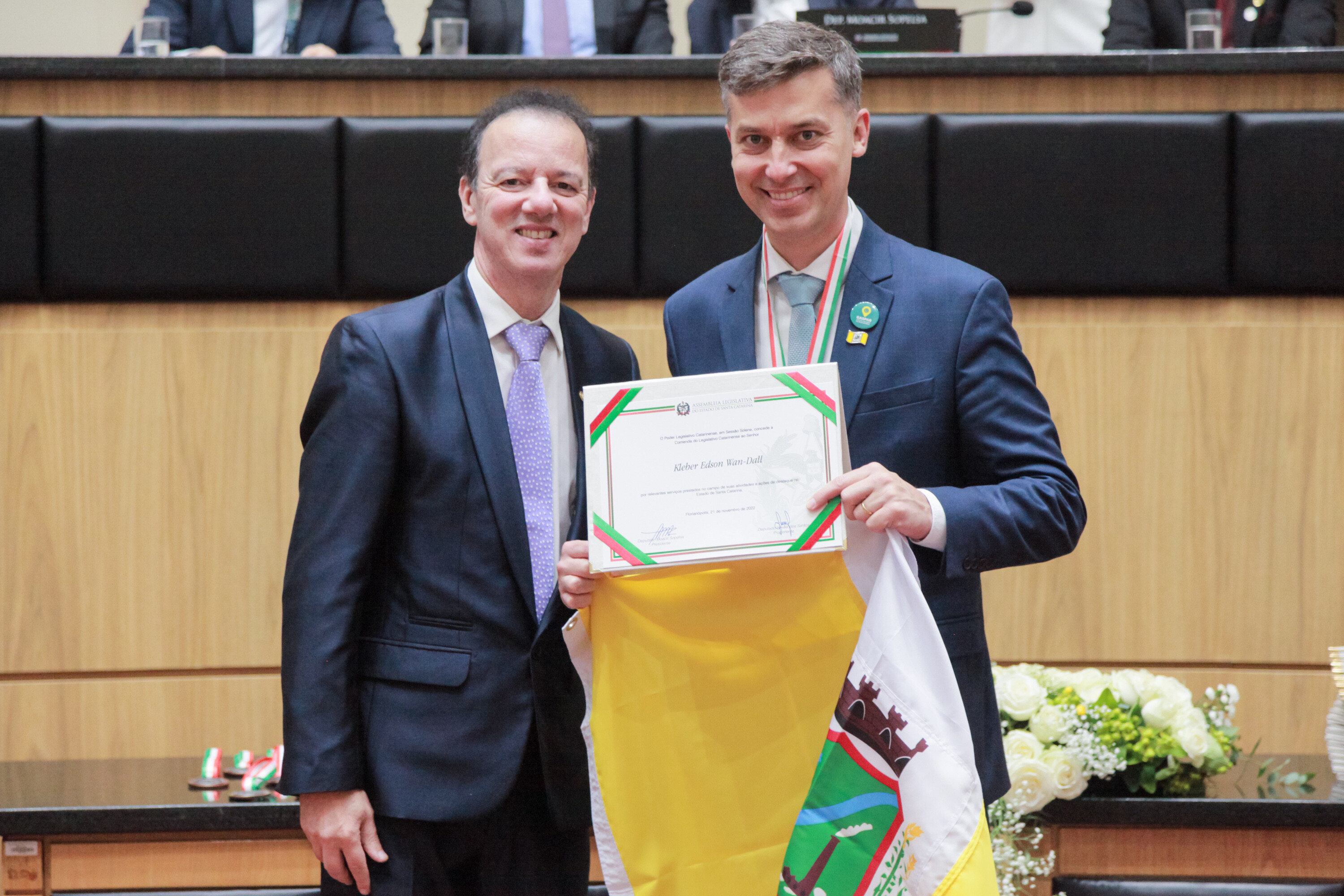 Deputado Ismael dos Santos e prefeito de Gaspar, Kleber Wan-Dall