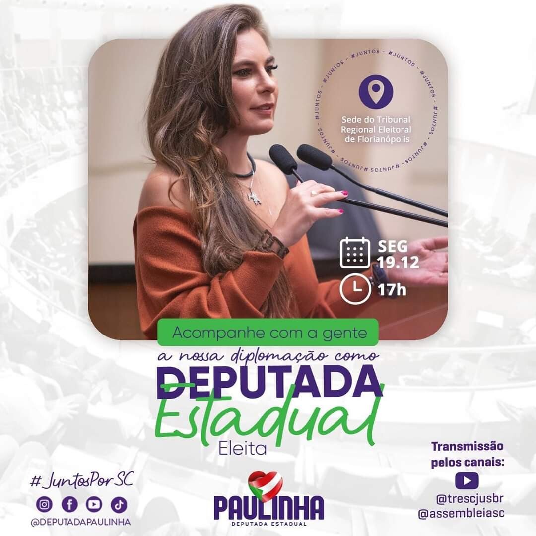 Deputada Paulinha. Fonte: assessoria parlamentar.