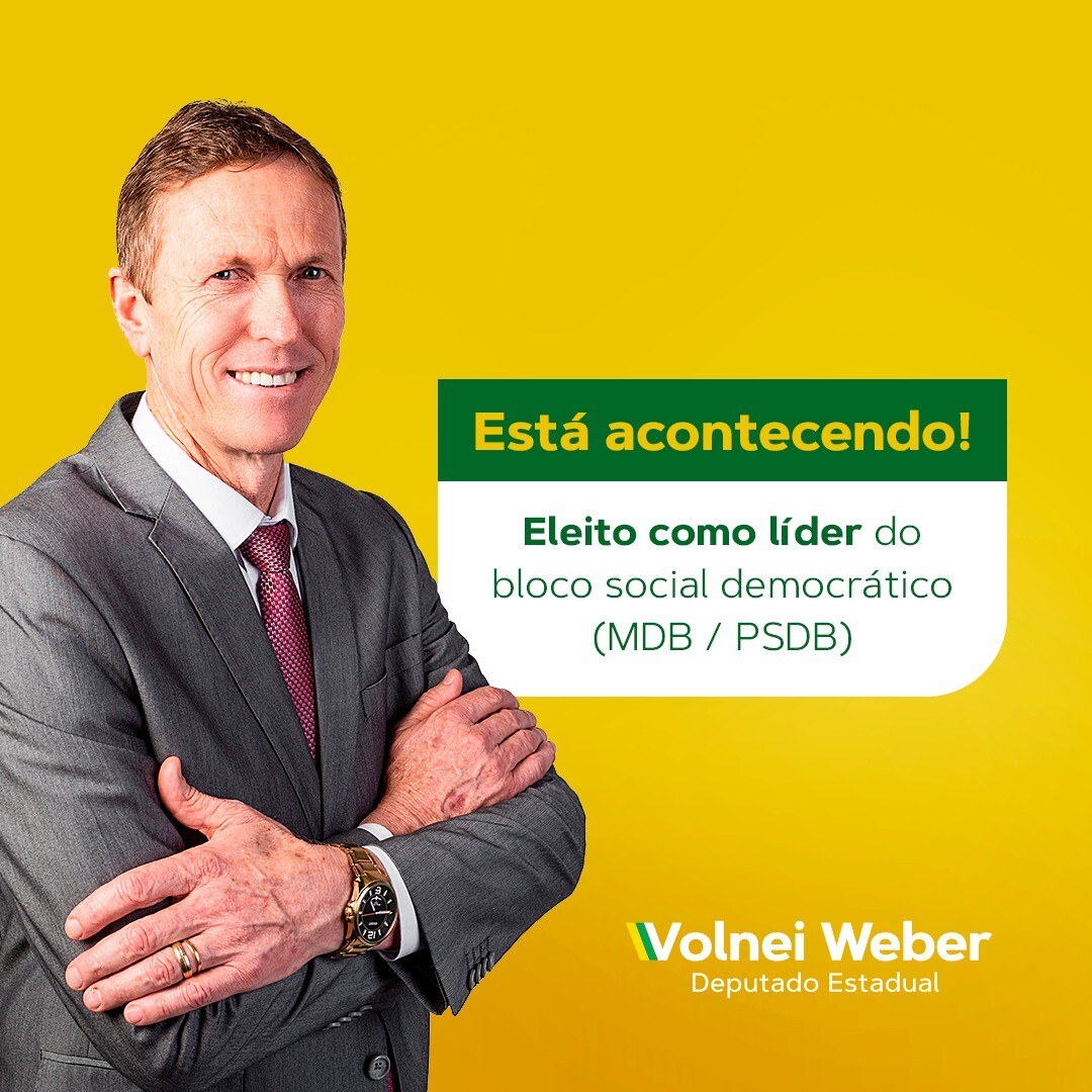 Deputado Volnei Weber vai liderar o bloco formado por MDB e PSDB na Assembleia. FOTO: Divulgação