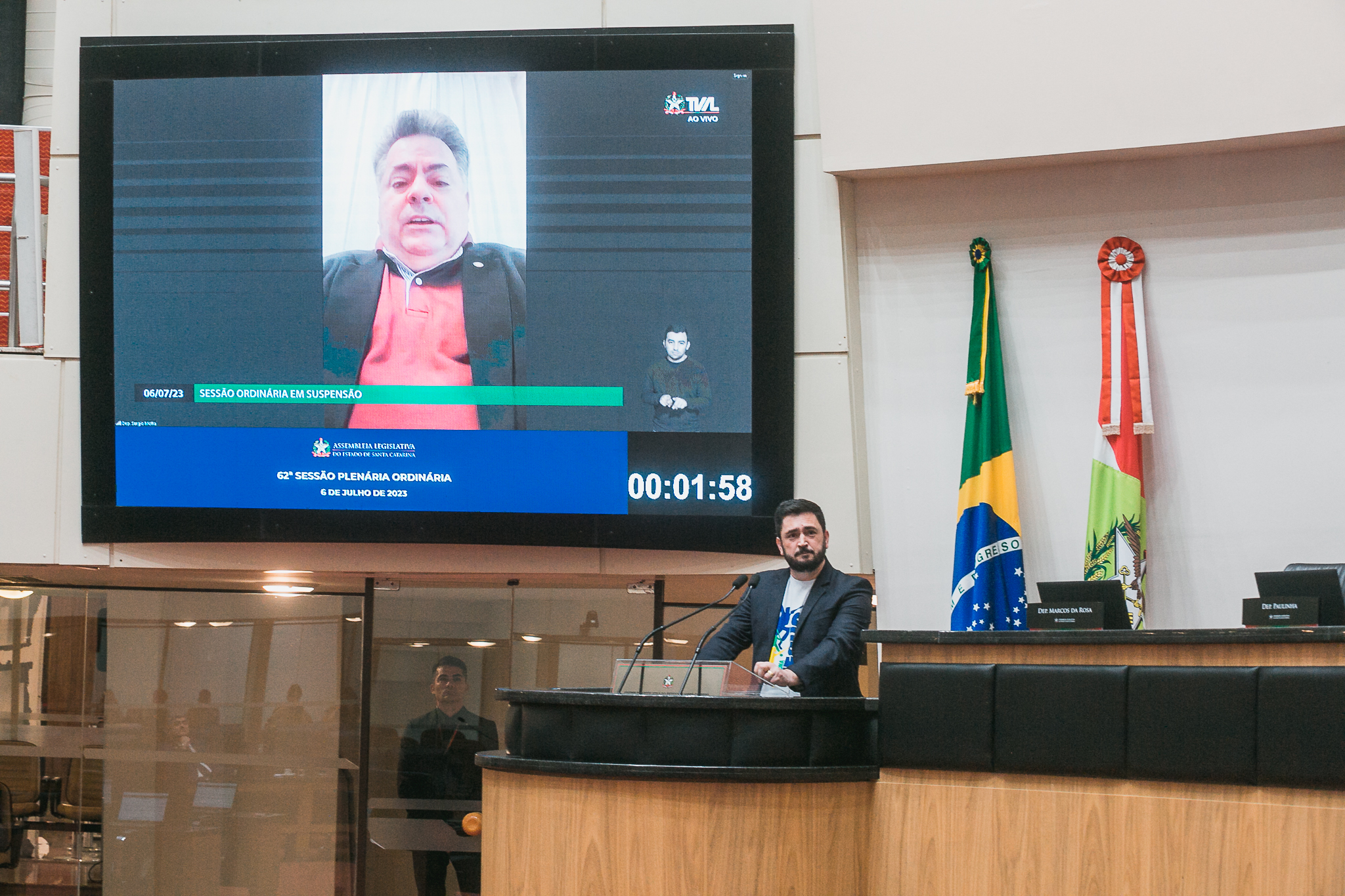 Suspensão da Sessão - Mario Passos, Presidente da Ordem dos Ministros Evangélicos de Blumenau - Deputado Sergio Motta (Republicanos)