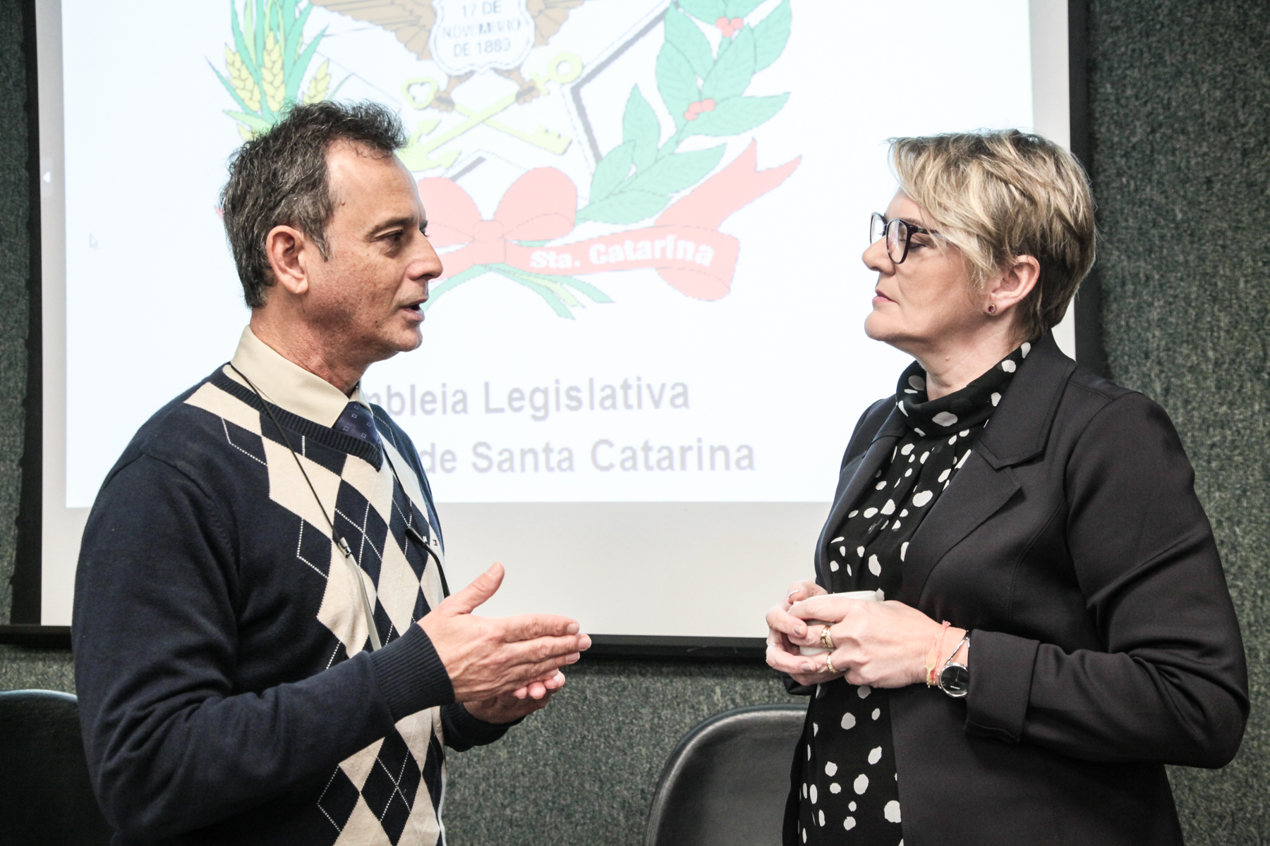 Reunião do Comseg - Promotor de justiça Marcelo Brito e Deputada Luciane Carminatti (PT)