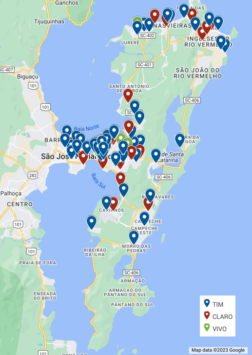 Hoje, são 119 antenas em operação espalhadas em Florianópolis, grande parte no Centro e na região Norte FOTO: Divulgação