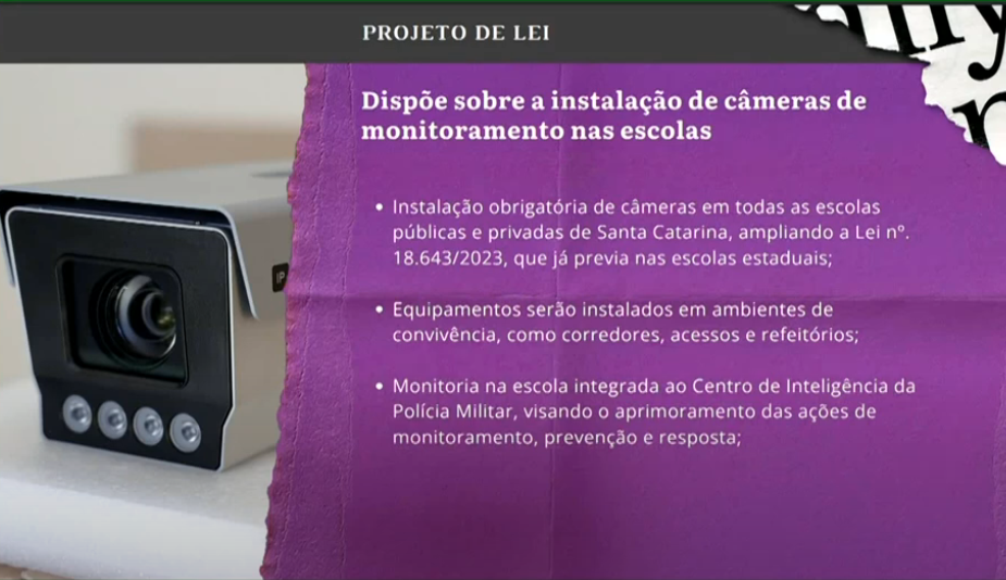Câmeras deverão ser instaladas em todas as escolas, ampliando a Lei do deputado Miotto FOTO: Divulgação