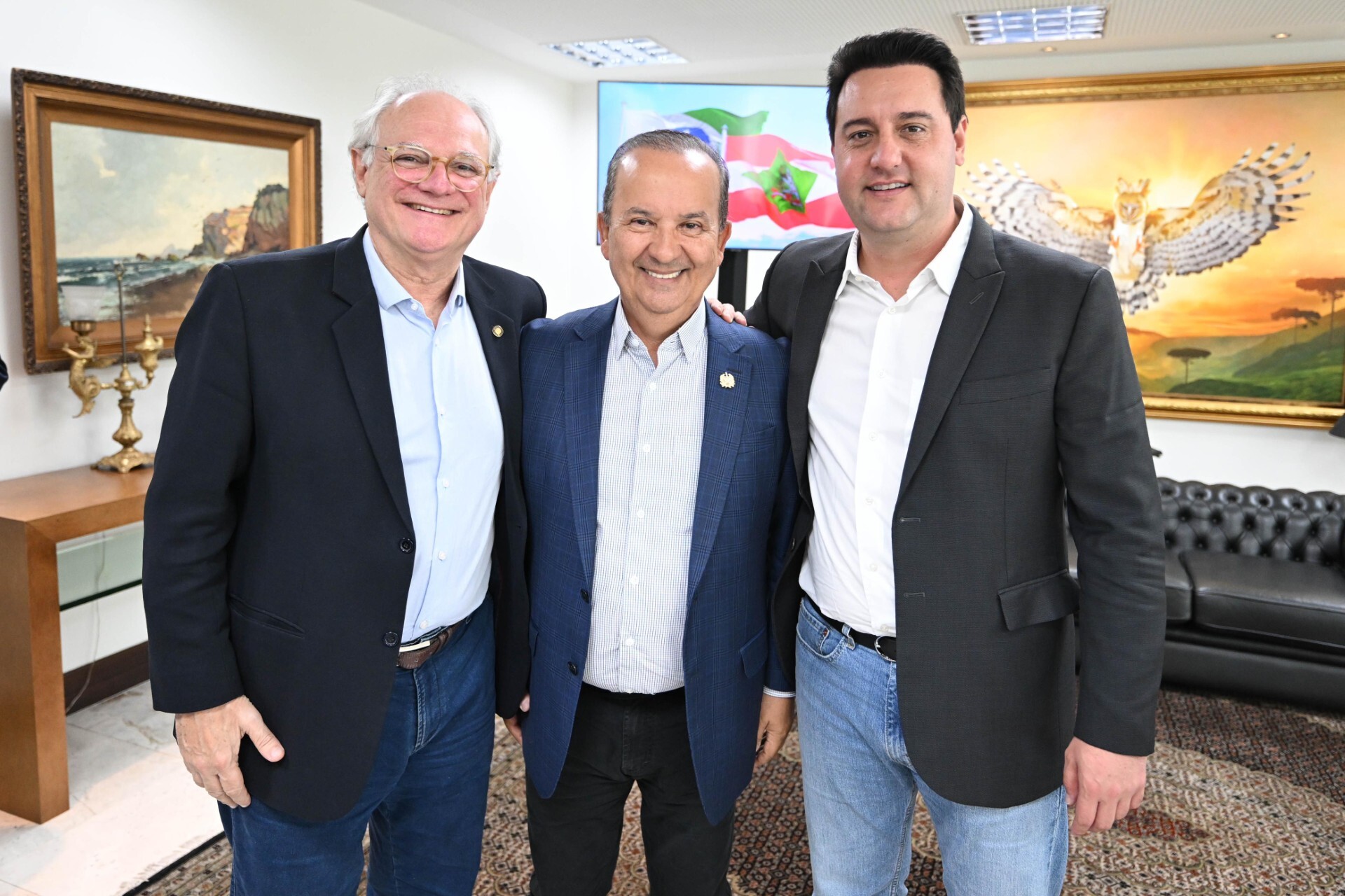 Deputado Dr Vicente e governadores Jorginho Mello e Ratinho Junior