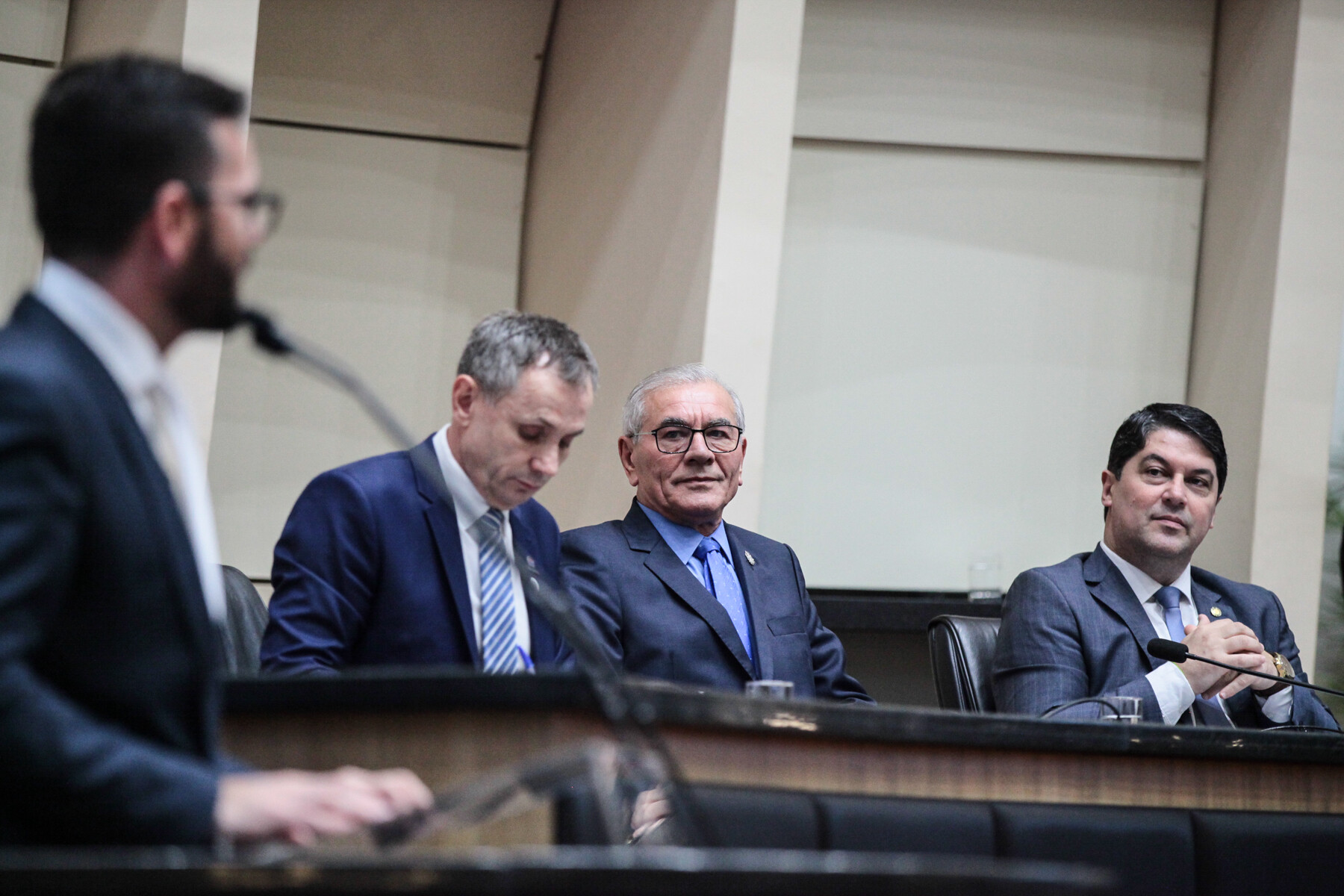 -José Evaldo Koch - Sócio Fundador e Presidente -Silvio Dreveck -Secretario de Estado de Industria,comércio e serviço  - Deputado Emerson Stein (MDB)