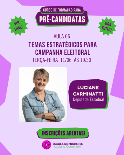 Luciane Carminatti ministra aula de encerramento do curso de formação de pré-candidatas