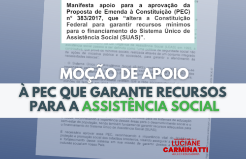 Aprovada moção de apoio à PEC que garante orçamento para a assistência social