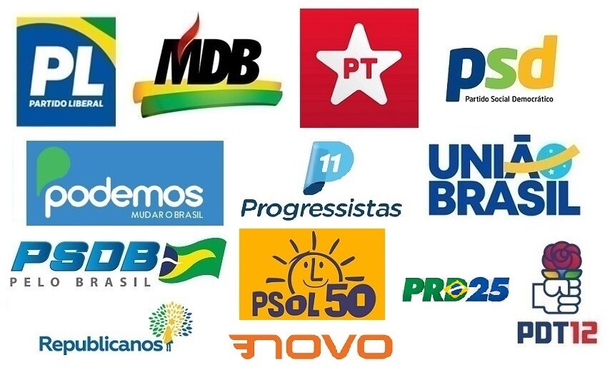 Partidos políticos com representação na Assembleia Legislativa de Santa Catarina. FOTO: Arte/Agência AL