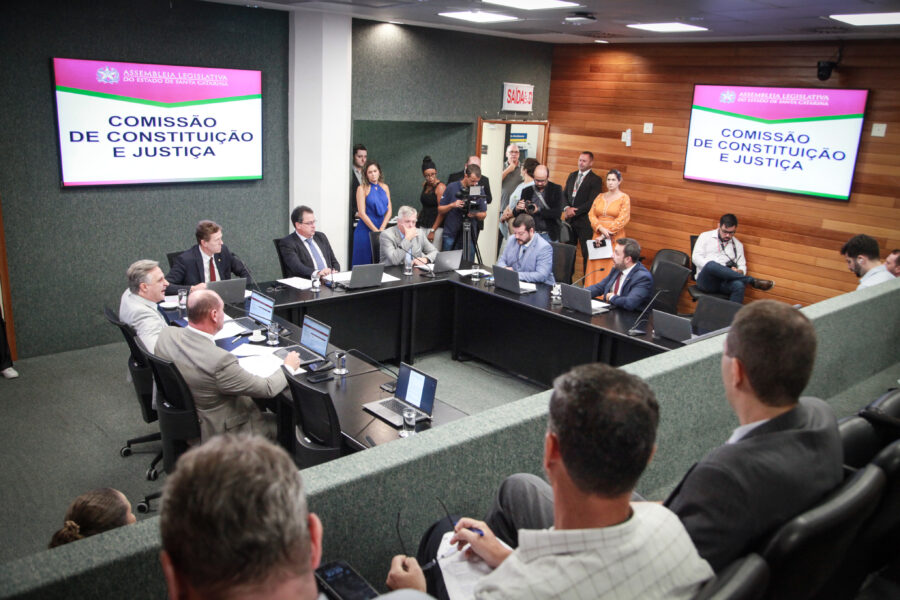A reunião foi conduzida pelo vice-presidente da CCJ, deputado Rodrigo Minotto.