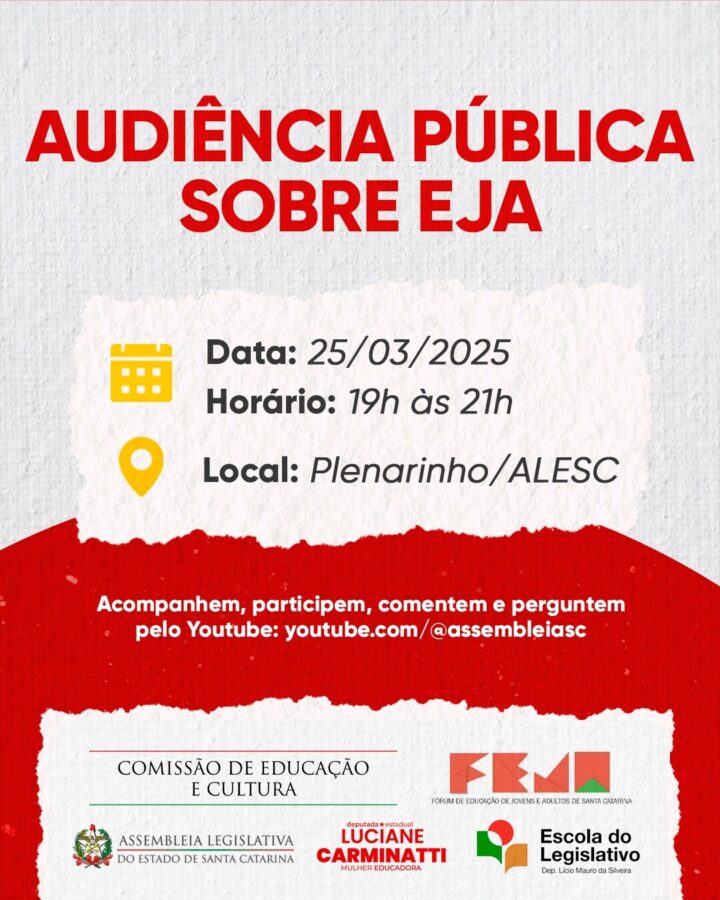 Audiência pública debate importância da educação de jovens e adultos em SC