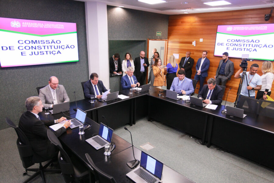 A reunião da CCJ foi presidida pelo deputado Rodrigo Minotto.