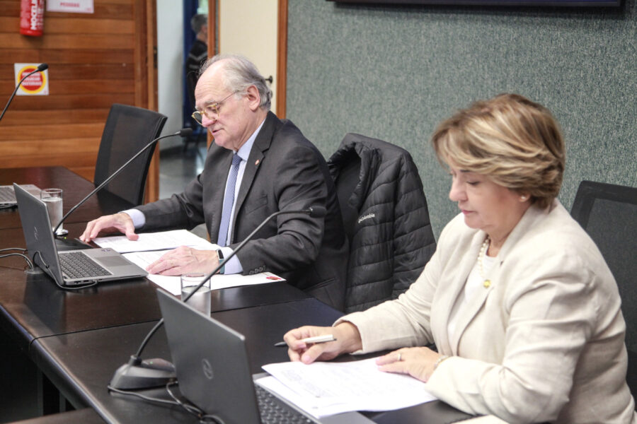 Deputados Vicente Caropreso (PSDB) e Janice Krasniak (Podemos), na reunião da Comissão dos Direitos da Pessoa com Deficiência desta terça-feira (3).