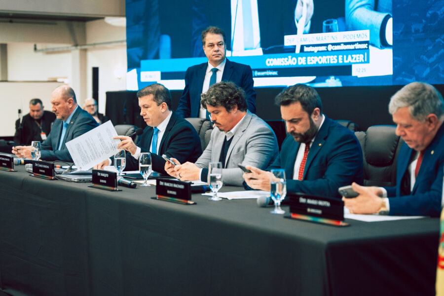 Reunião da Comissão de Esportes e Lazer da Alesc, realizada na manhã desta terça-feira (5), em Mafra