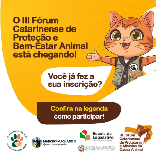 É semana que vem: 3º Fórum Catarinense de Proteção Animal acontece dia 22 na Alesc