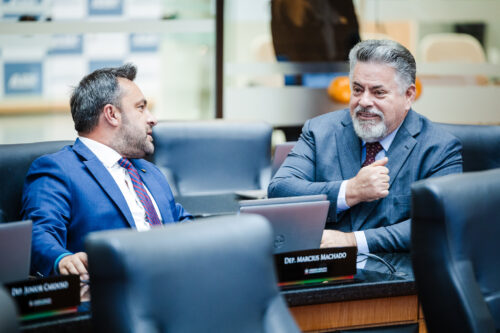 - Deputado Marcius Machado (PL)  - Deputado Sergio Motta (Republicanos)Bruno Collaço / Agência AL