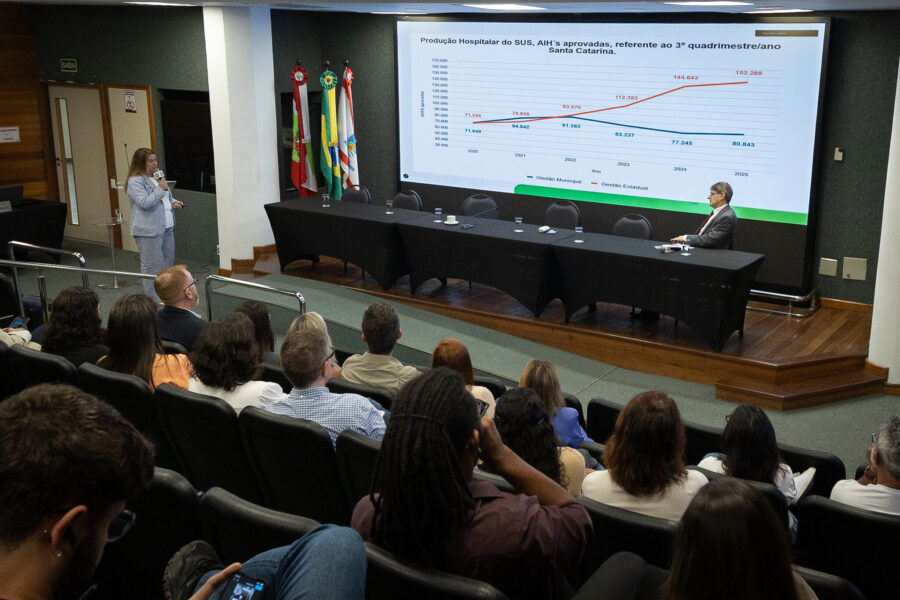 Apresentação do relatório de gestão da Secretaria de Estado da Saúde,.