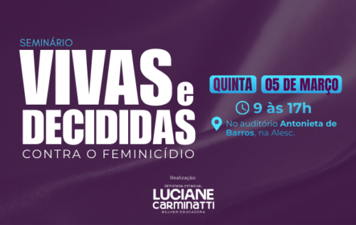 Luciane chama sociedade e poderes públicos para evento inédito contra escalada de feminicídios em SC