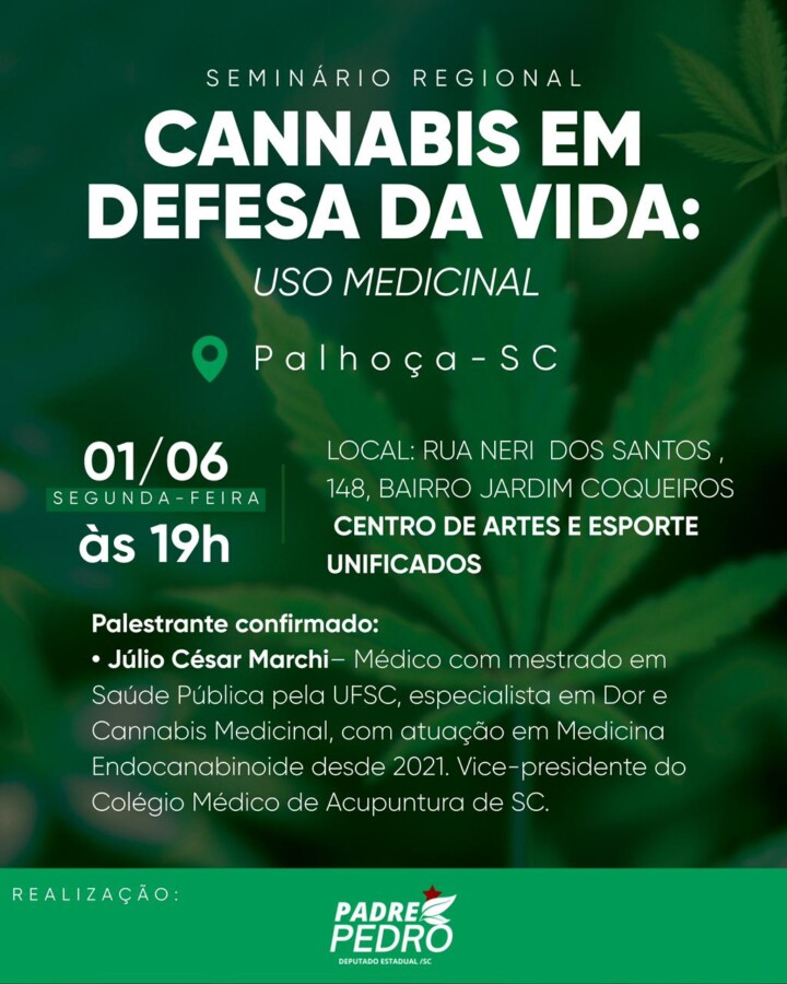 Palhoça terá hoje (segunda-feira 1º/06) debate sobre uso medicinal de cannabis