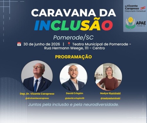 Caravana da Inclusão promove debate sobre acessibilidade, neurodiversidade e direitos, em Pomerode, nesta terça-feira (30)