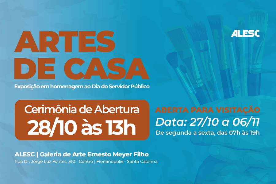Exposição “Arte de Casa” reúne obras de 19 servidores da Alesc